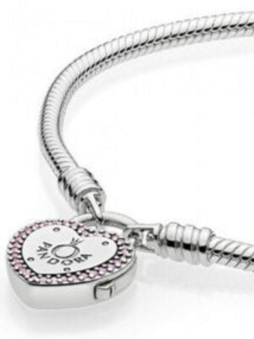 New Authentic Pandora Silver Bracelet Lock Your Promise Heart Bracelet - Picture 4 of 4